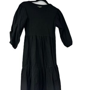 Primark Woman's sz 6 black statement sleeve midi soft cotton casual dress fun